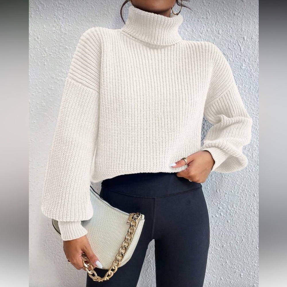 Cream Turtleneck Sweater